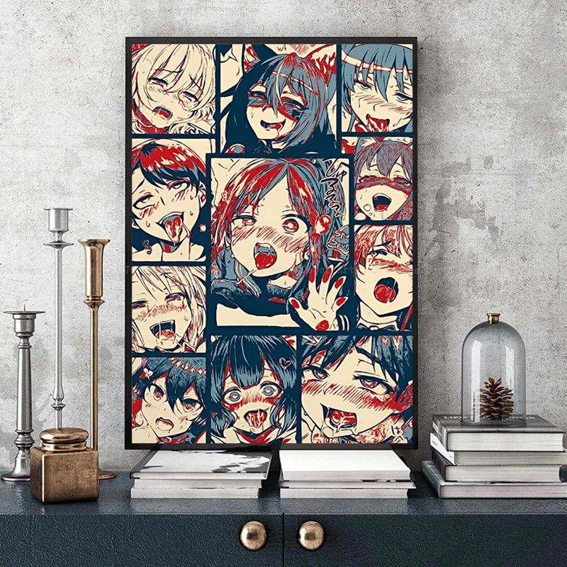 A Ahegao Manga Girl Vintage Posters Sticky Decoracion Painting Wall Art White Kraft Paper Home Decor 1 - Anime Posters Shop