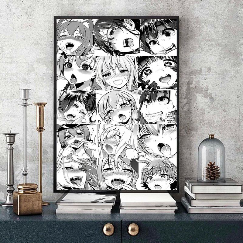 A Ahegao Manga Girl Vintage Posters Sticky Decoracion Painting Wall Art White Kraft Paper Home Decor 10 - Anime Posters Shop