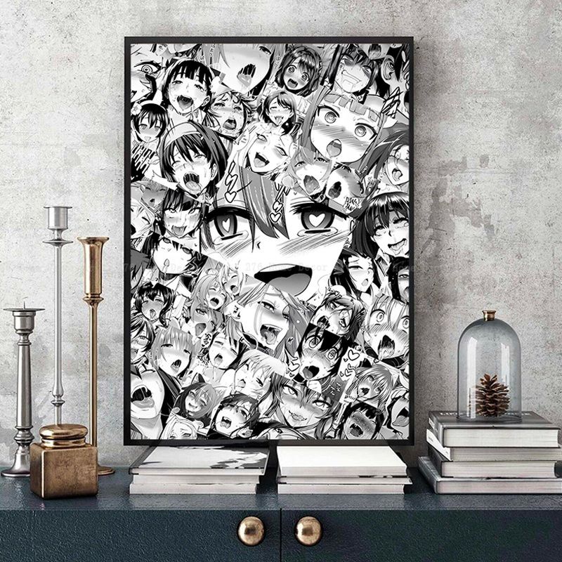 A Ahegao Manga Girl Vintage Posters Sticky Decoracion Painting Wall Art White Kraft Paper Home Decor 3 - Anime Posters Shop