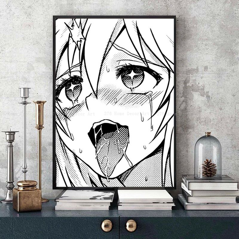 A Ahegao Manga Girl Vintage Posters Sticky Decoracion Painting Wall Art White Kraft Paper Home Decor 4 - Anime Posters Shop