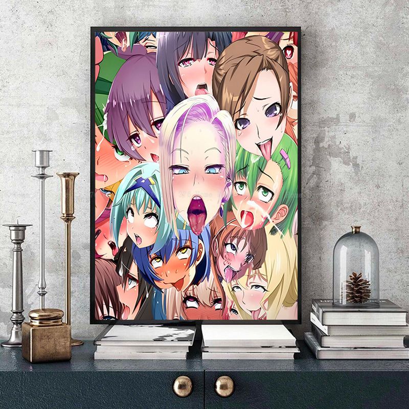 A Ahegao Manga Girl Vintage Posters Sticky Decoracion Painting Wall Art White Kraft Paper Home Decor 6 - Anime Posters Shop