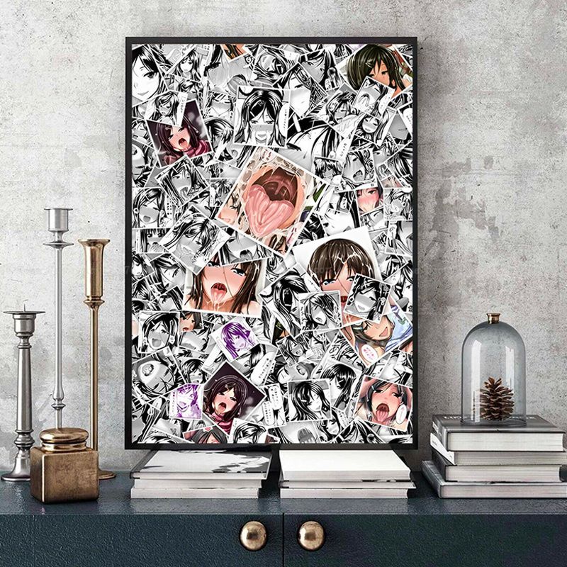 A Ahegao Manga Girl Vintage Posters Sticky Decoracion Painting Wall Art White Kraft Paper Home Decor 8 - Anime Posters Shop