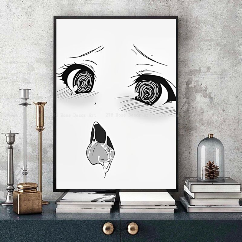 A Ahegao Manga Girl Vintage Posters Sticky Decoracion Painting Wall Art White Kraft Paper Home Decor 9 - Anime Posters Shop