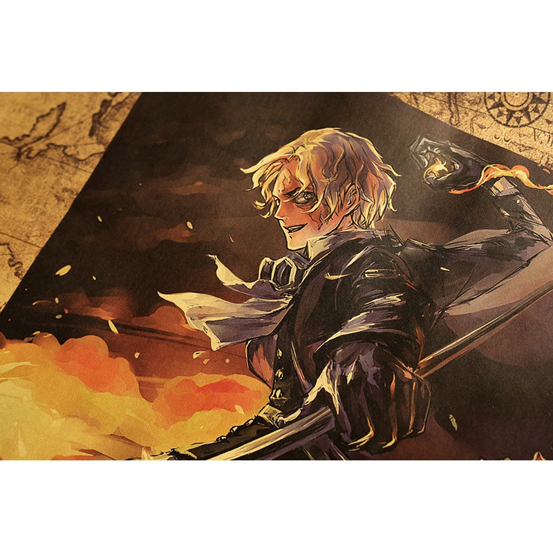 Anime One Piece Luffy Eissaab vintage kraft paper poster Cafe Decorative painting Restaurant home installation wall 2 - Anime Posters Shop