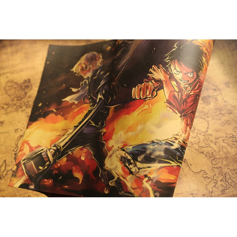 Anime One Piece Luffy Eissaab vintage kraft paper poster Cafe Decorative painting Restaurant home installation wall 3 - Anime Posters Shop