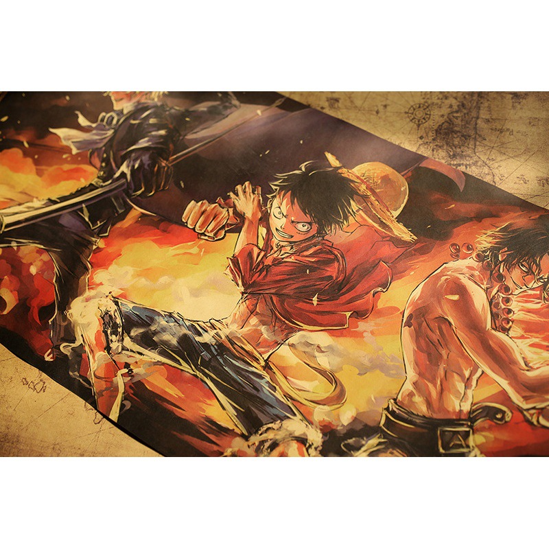 Anime One Piece Luffy Eissaab vintage kraft paper poster Cafe Decorative painting Restaurant home installation wall 4 - Anime Posters Shop