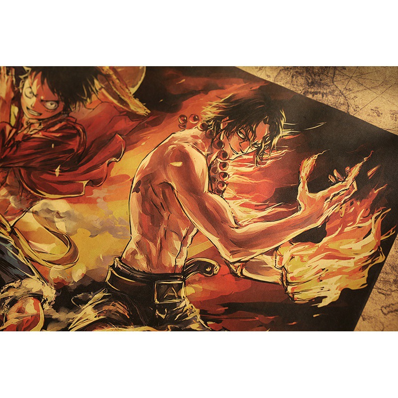 Anime One Piece Luffy Eissaab vintage kraft paper poster Cafe Decorative painting Restaurant home installation wall 5 - Anime Posters Shop