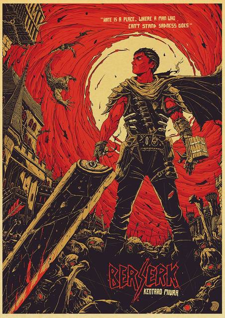 BERSERK Posters Retro Kraft Paper Vintage Room Home Bar Cafe Decor Aesthetic Art Wall Painting.jpg 640x640 2 - Anime Posters Shop