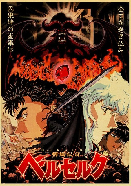 BERSERK Posters Retro Kraft Paper Vintage Room Home Bar Cafe Decor Aesthetic Art Wall Painting.jpg 640x640 7 - Anime Posters Shop