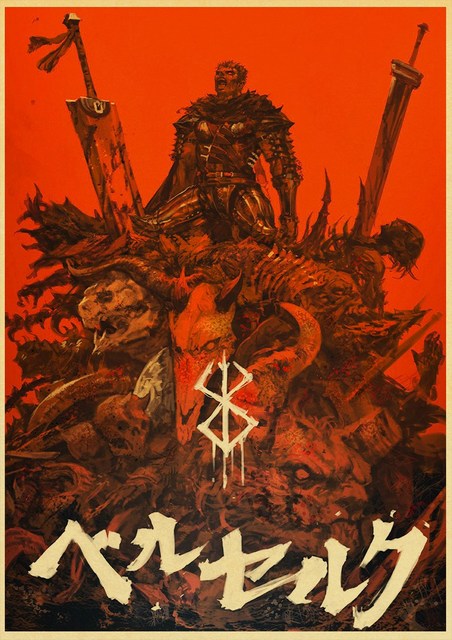 BERSERK Posters Retro Kraft Paper Vintage Room Home Bar Cafe Decor Aesthetic Art Wall Painting.jpg 640x640 9 - Anime Posters Shop