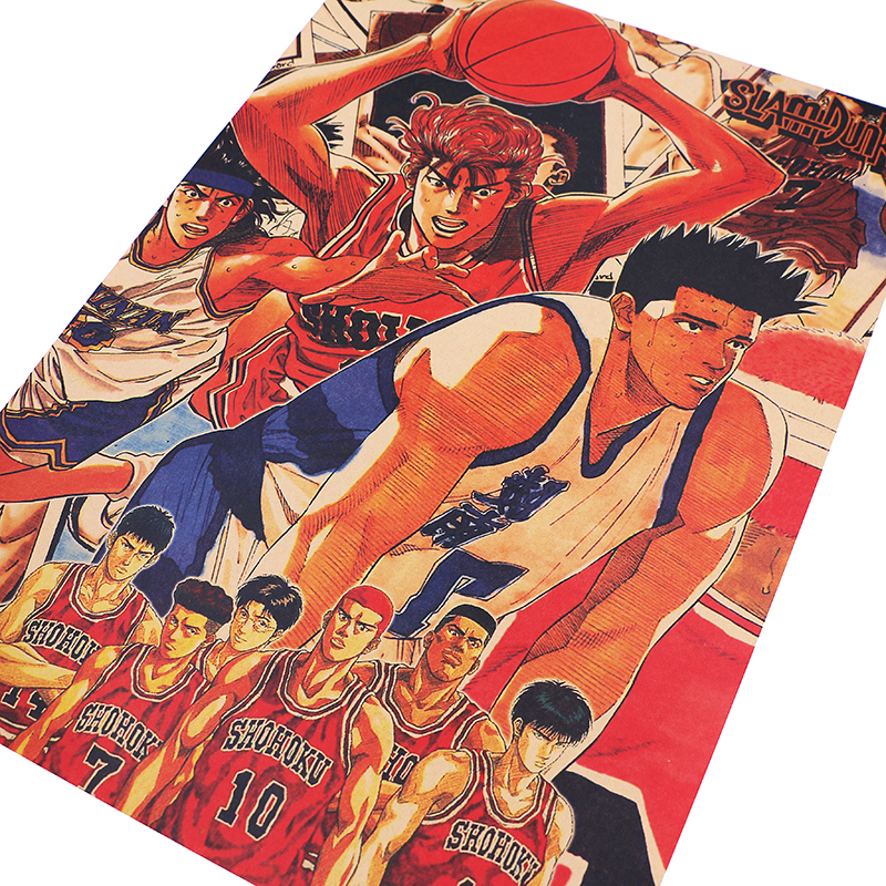 DLKKLB Classic Animation Movie SLAM DUNK Poster Vintage Bedroom Dormitory Home Decoration Painting 51x36cm Art Wall 1 - Anime Posters Shop