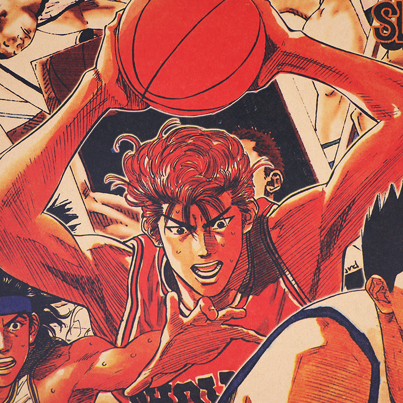 DLKKLB Classic Animation Movie SLAM DUNK Poster Vintage Bedroom Dormitory Home Decoration Painting 51x36cm Art Wall 2 - Anime Posters Shop