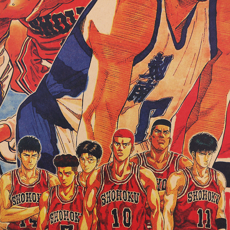 DLKKLB Classic Animation Movie SLAM DUNK Poster Vintage Bedroom Dormitory Home Decoration Painting 51x36cm Art Wall 3 - Anime Posters Shop