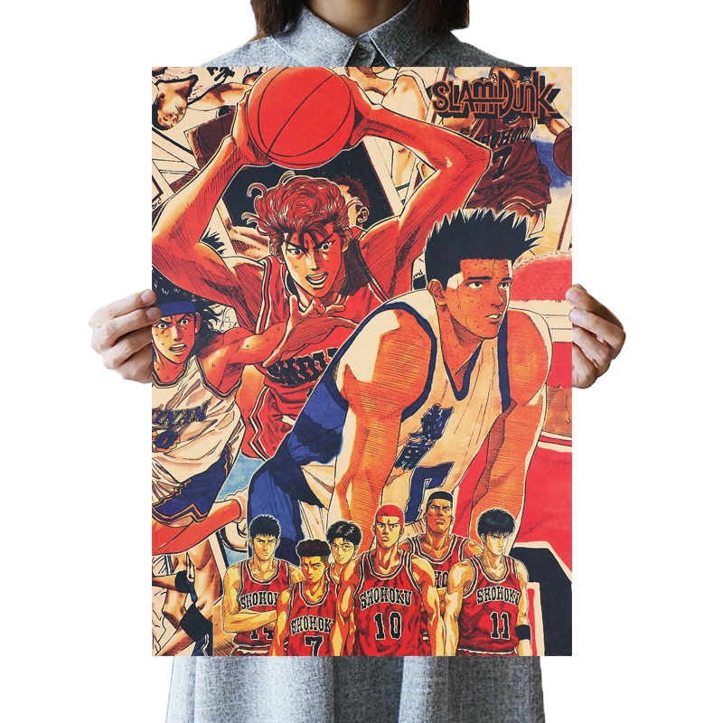 DLKKLB Classic Animation Movie SLAM DUNK Poster Vintage Bedroom Dormitory Home Decoration Painting 51x36cm Art Wall 6 - Anime Posters Shop