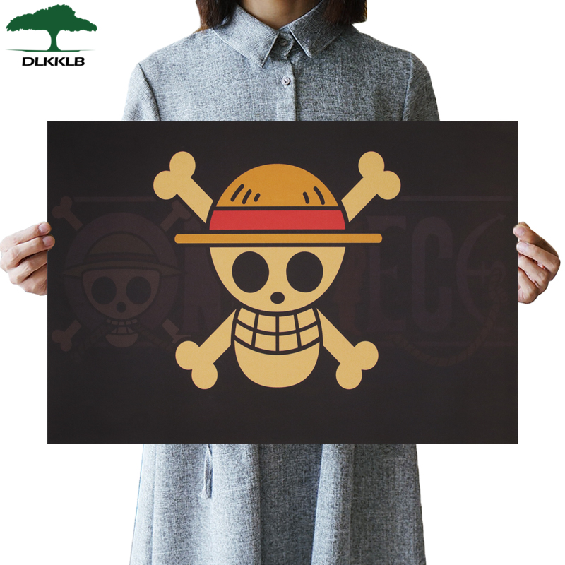 DLKKLB Classic Anime One Piece Poster Luffy Banner Kraft Paper Vintage Dormitory Home Decoration 50 - Anime Posters Shop