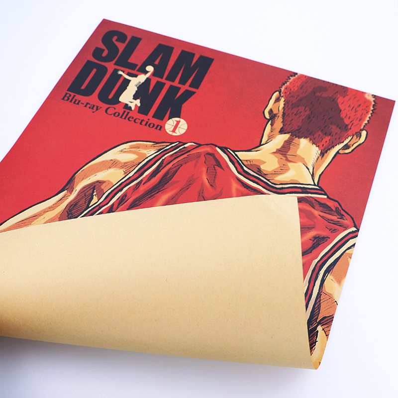 DLKKLB Comic Slam Dunk Basketball Vintage Kraft Paper Room Decor Retro Poster Home Decorative Painting 51x36cm 4 - Anime Posters Shop