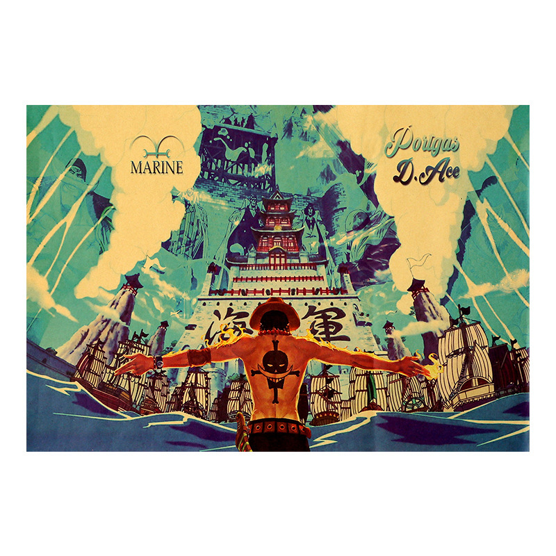 Decor For Room Classic Anime One Piece Ace Vintage poster kraft paper decorative wall stickers gift 2 - Anime Posters Shop