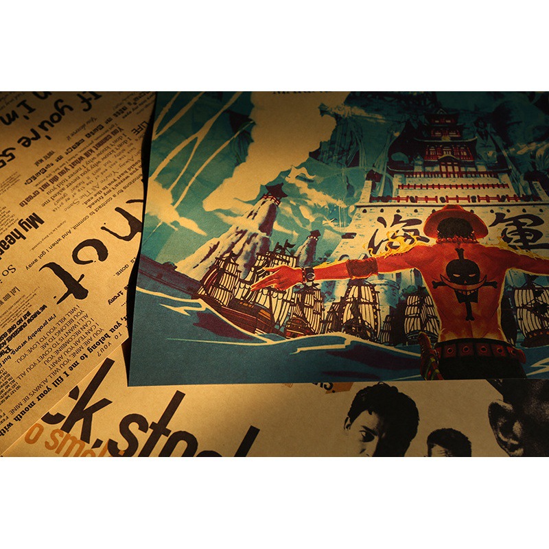Decor For Room Classic Anime One Piece Ace Vintage poster kraft paper decorative wall stickers gift 4 - Anime Posters Shop