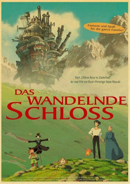 Howl s Moving Castle Hayao Miyazaki Cartoon Movie High Quality Vintage Poster Canvas Prints Wall Decor.jpg 640x640 2 - Anime Posters Shop