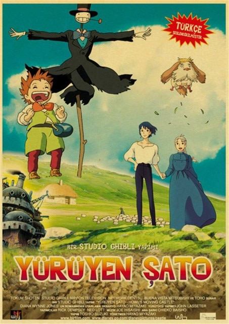 Howl s Moving Castle Hayao Miyazaki Cartoon Movie High Quality Vintage Poster Canvas Prints Wall Decor.jpg 640x640 3 - Anime Posters Shop