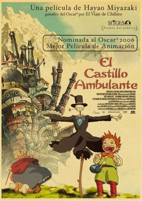 Howl s Moving Castle Hayao Miyazaki Cartoon Movie High Quality Vintage Poster Canvas Prints Wall Decor.jpg 640x640 4 - Anime Posters Shop