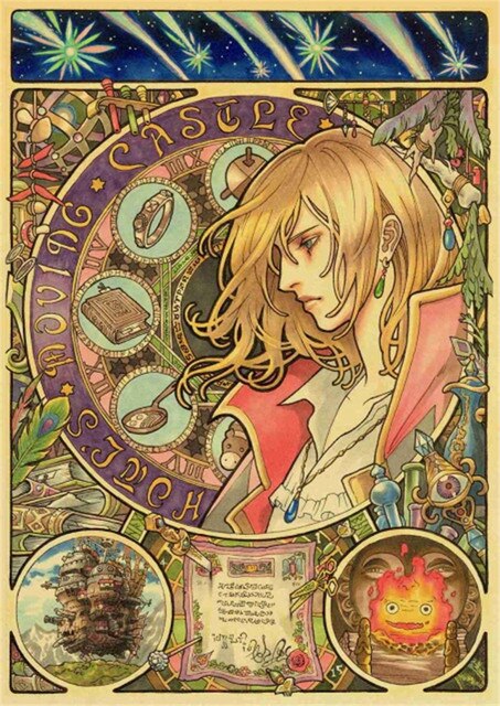 Howl s Moving Castle Hayao Miyazaki Cartoon Movie High Quality Vintage Poster Canvas Prints Wall Decor.jpg 640x640 5 - Anime Posters Shop