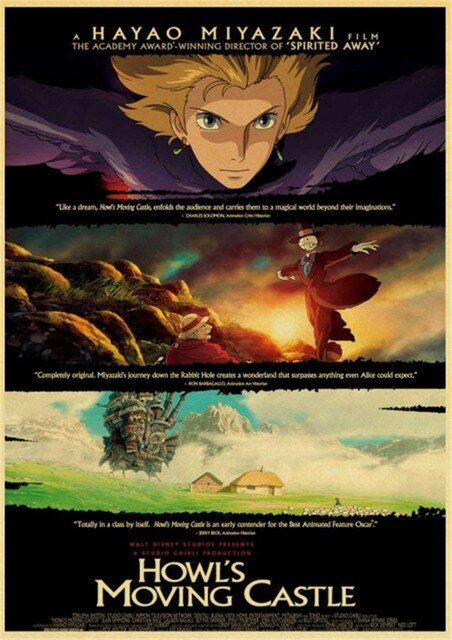 Howl s Moving Castle Hayao Miyazaki Cartoon Movie High Quality Vintage Poster Canvas Prints Wall Decor.jpg 640x640 8 - Anime Posters Shop