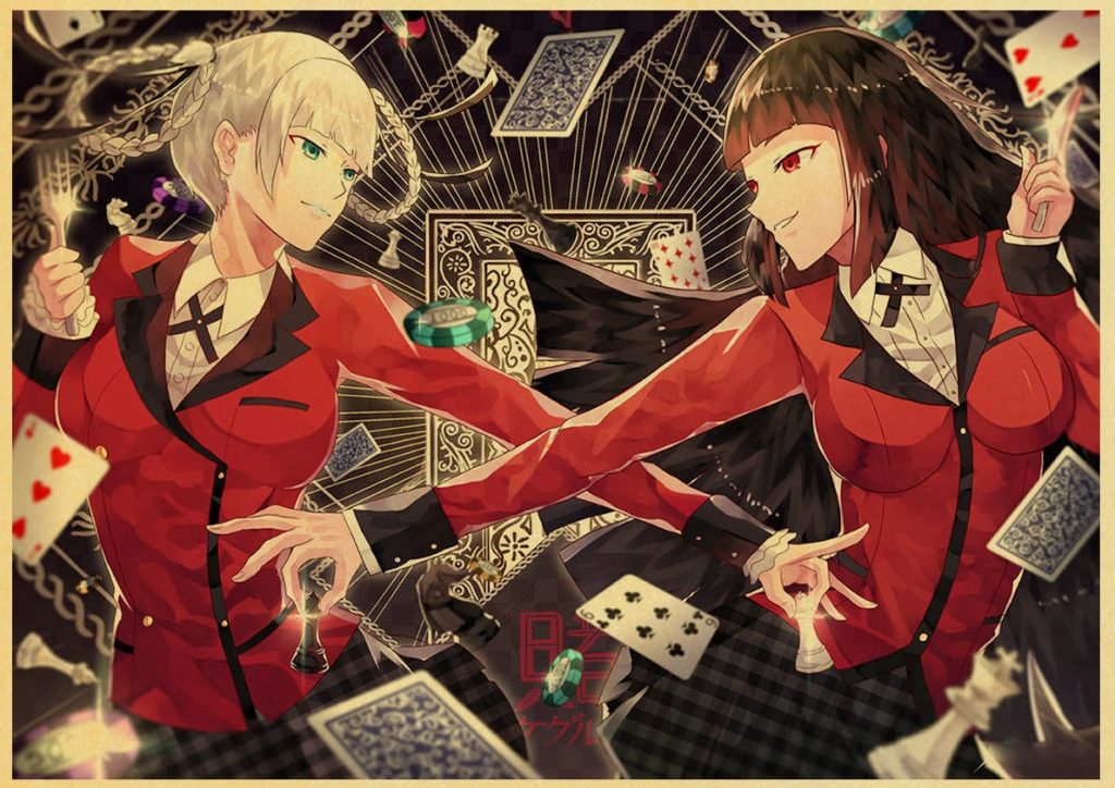 Kakegurui Retro Poster Japanese Anime Poster Decoration Bedroom Living Room Kraft Paper Poster High Quality Wall 7 - Anime Posters Shop