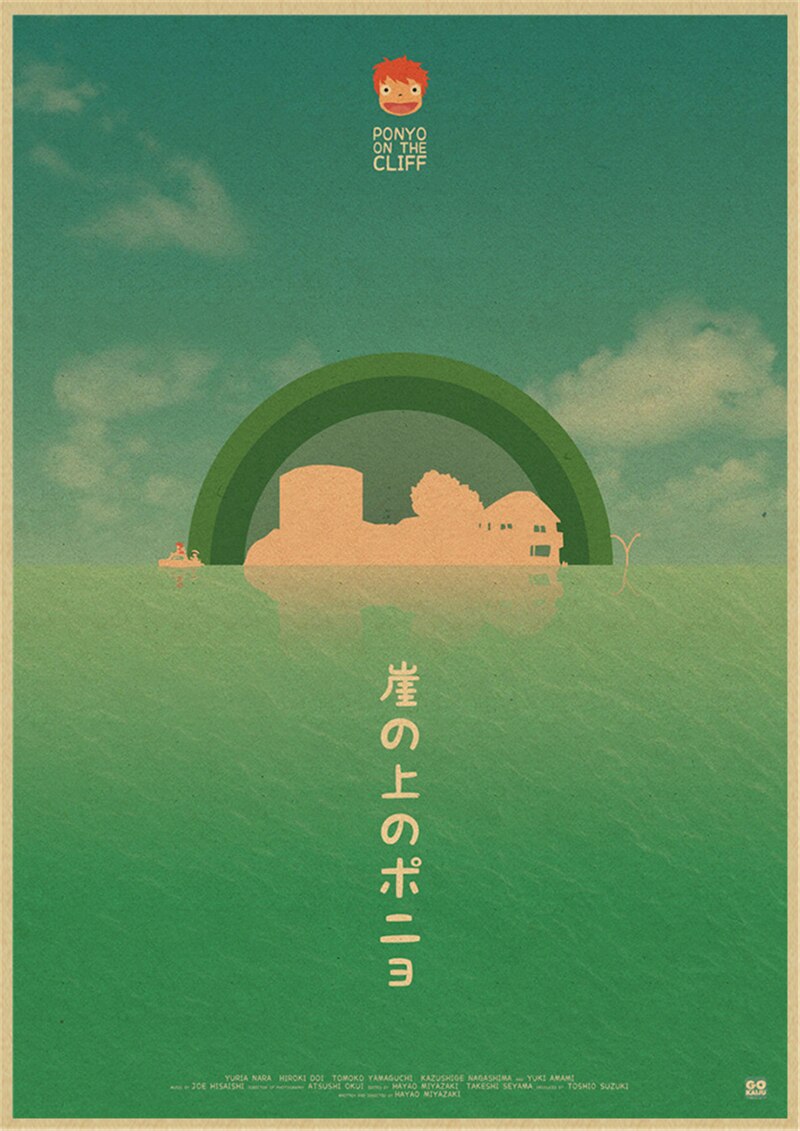 Vintage Posters Ponyo On The Cliff Hayao Miyazaki Poster Home Decor Wall Sticker Retro Decorative Painting 1 - Anime Posters Shop